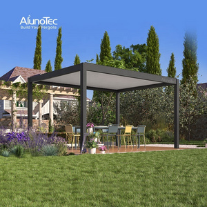 AlunoTec Customized Gazebos Swimming Pool Terrace Garden Villa Motorized Out Blinds Pergola Electric Screen Sunshade Gazebo