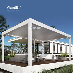 AlunoTec Louver Summer House Aluminium Pergolas Roof Modern Pergola Kitchen Gazebos with Led Light