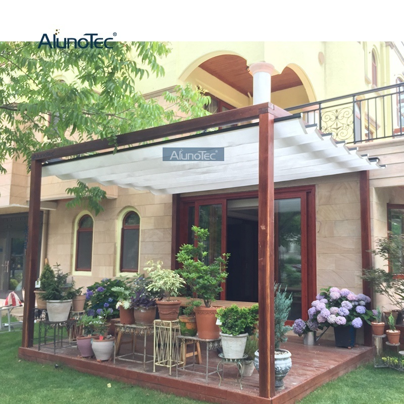 Garden Electric Canopy Gazebo Sun Shade Sliding Roof System Ventilated Folding Vertical Curtain Awning