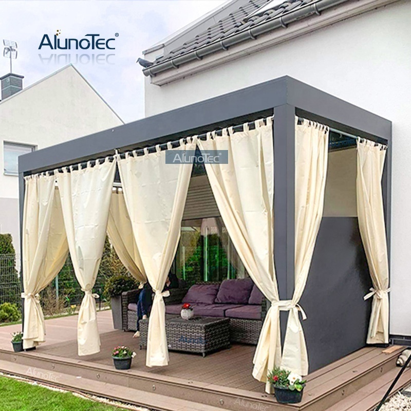 Modern Powder Coating Outdoor Louvre Roof Aluminum Pergola Garden Awning Canopy Gazebo with Side Screens