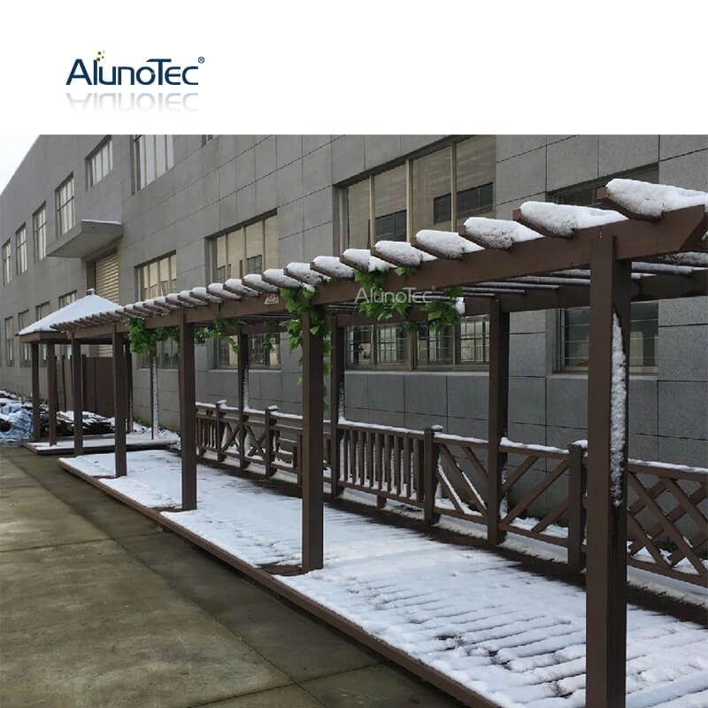 AlunoTec Waterproof Terrace Cover Opening Roof Shade Wood Plastic Composite WPC Patio Awning Wooden Jardin Gazebo Pergola