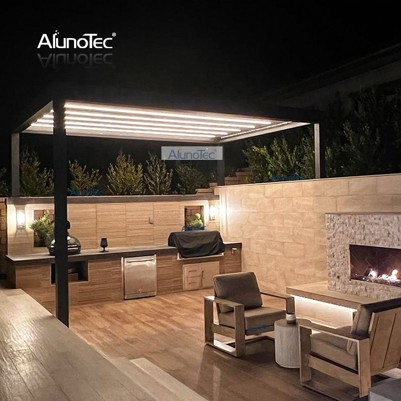 AlunoTec Durable Motorized System Bioclimatic Pergolas Louvre Pergola Aluminium Modern Gazebo