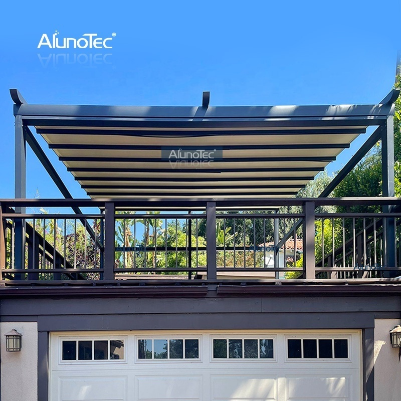 Garden Electric Canopy Gazebo Sun Shade Sliding Roof System Ventilated Folding Vertical Curtain Awning