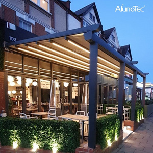 AlunoTec Outdoor Motorized Electric Retractable Canopy Aluminum Pergola Roof Awning  With Side Screen