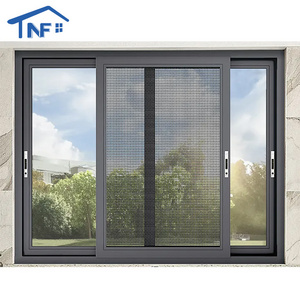 Black Aluminum Sliding Window To The Balcony Color Blue Glass Sliding Glass Reception Windows