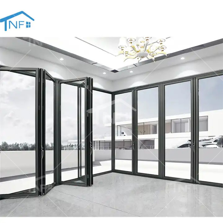 10 Year Warranty High Quality Folding Door Apartment Hotel Villa House Building Glass Aluminum Bi-folding Doors