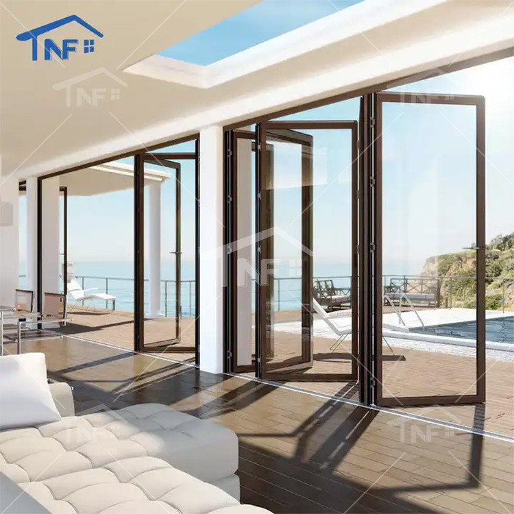 10 Year Warranty High Quality Folding Door Apartment Hotel Villa House Building Glass Aluminum Bi-folding Doors