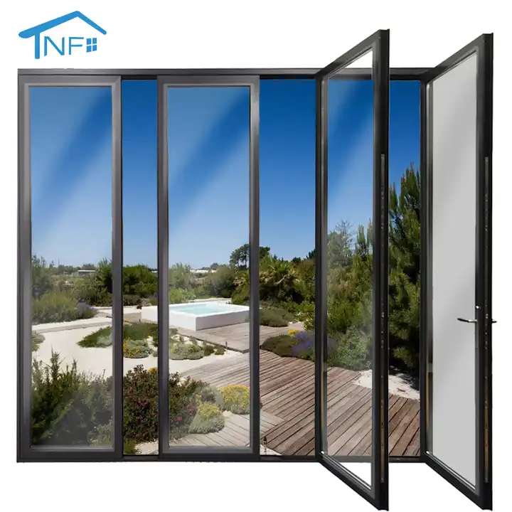 German Standard Aluminium French Accordion Door 16X8 Folding Soundproof Insect Screen Accordion Door