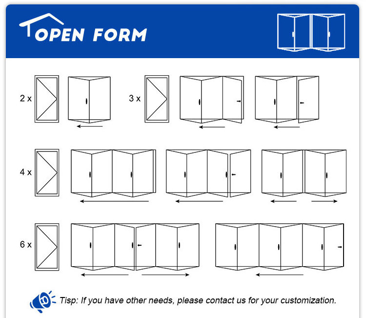 10 Year Warranty High Quality Folding Door Apartment Hotel Villa House Building Glass Aluminum Bi-folding Doors