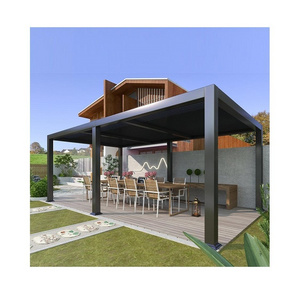 Sun Shutter Motorized System Remote Control Garden Pergola Aluminium Louvered Gazebo with Powder Coated Frame