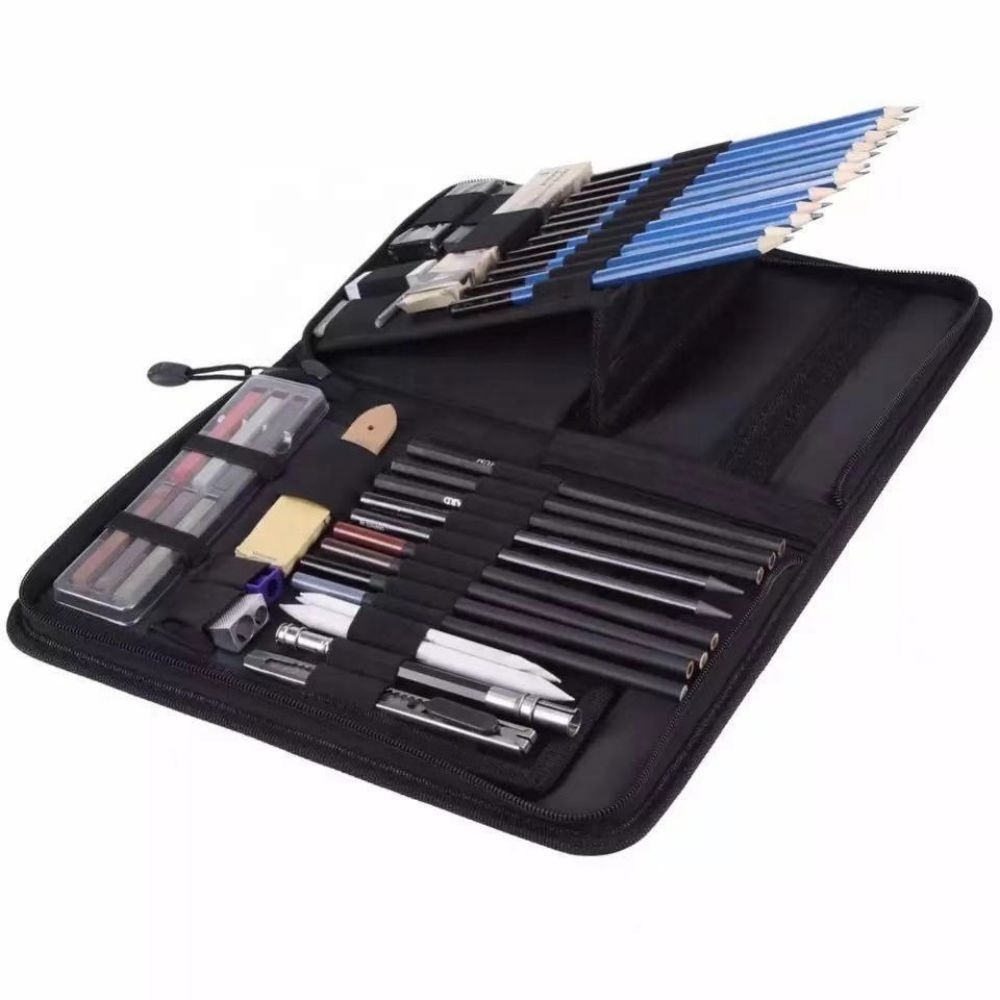 New hot sale professional Art Sketching set with 12pcs sketch pencil and charcoal pastel graphite pencils