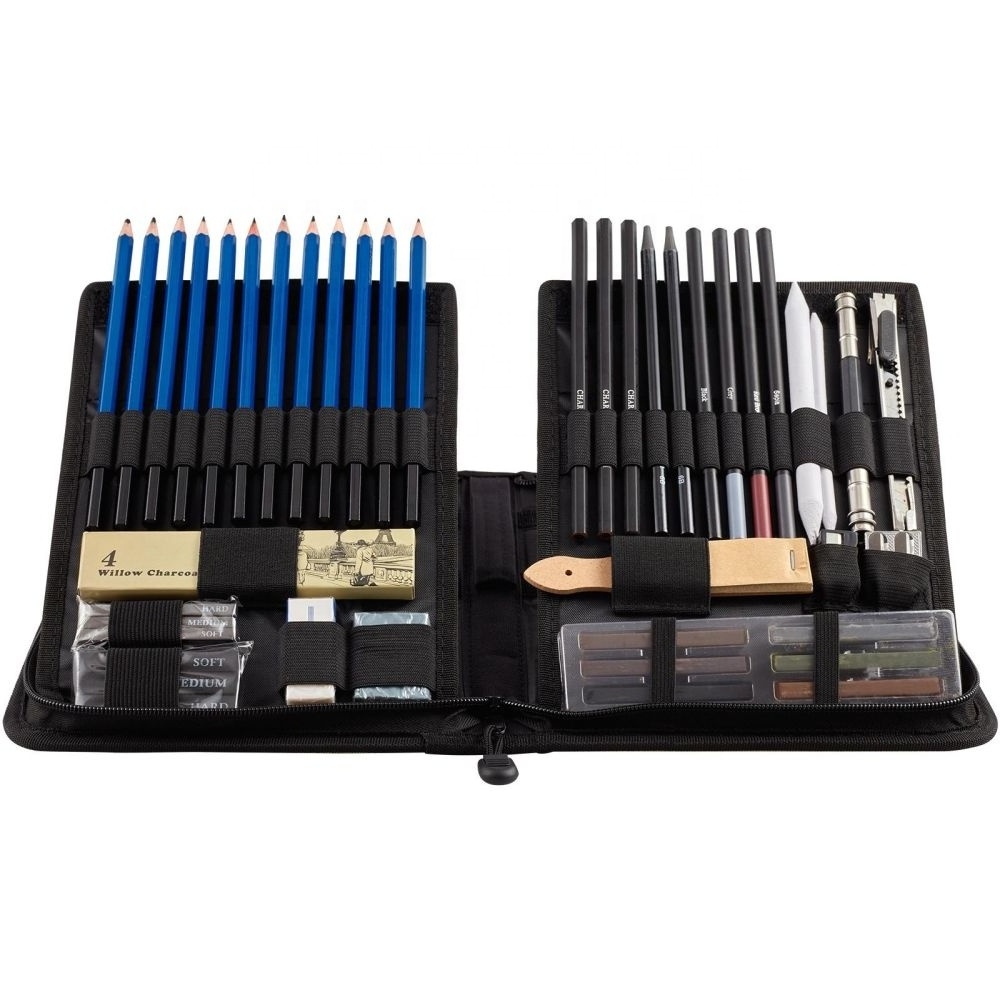 New hot sale professional Art Sketching set with 12pcs sketch pencil and charcoal pastel graphite pencils