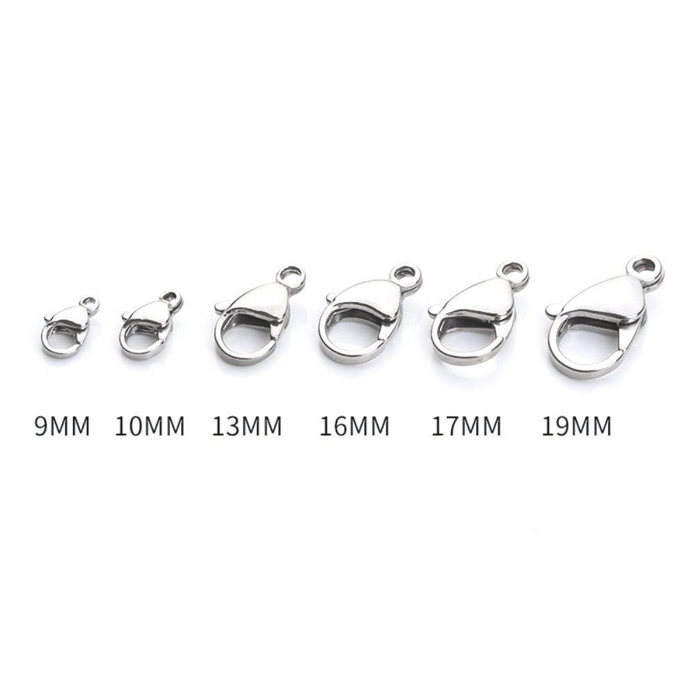 High quality wholesale 9mm 10mm 12mm Stainless Steel Lobster Clasps Claw Clasps for  DIY Keychain Bracelet Necklace Jewelry Maki