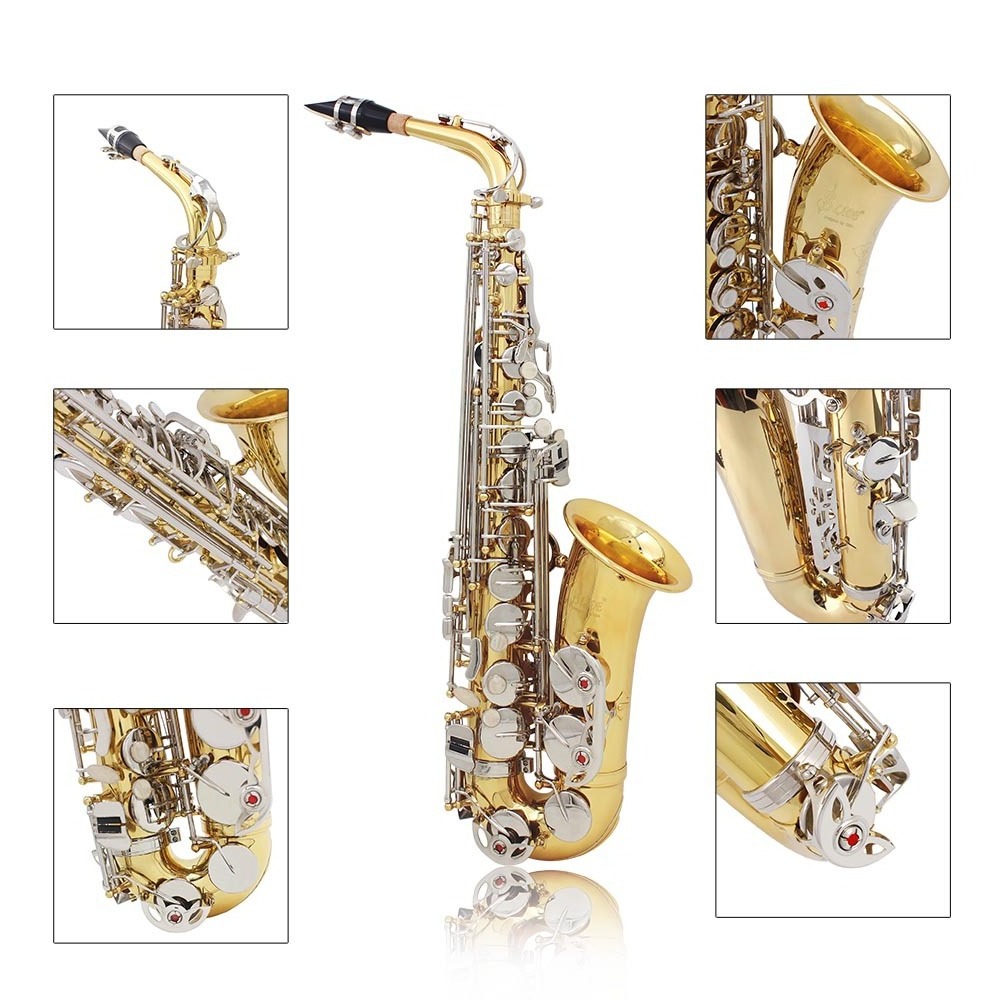 Wholesale high grade Silver button golden E flat alto saxophone professional playing sax saxophon