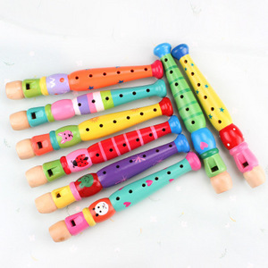 Cartoon Style Education Toy Kid Wooden Flute Colorful Recorder Flute For Sale