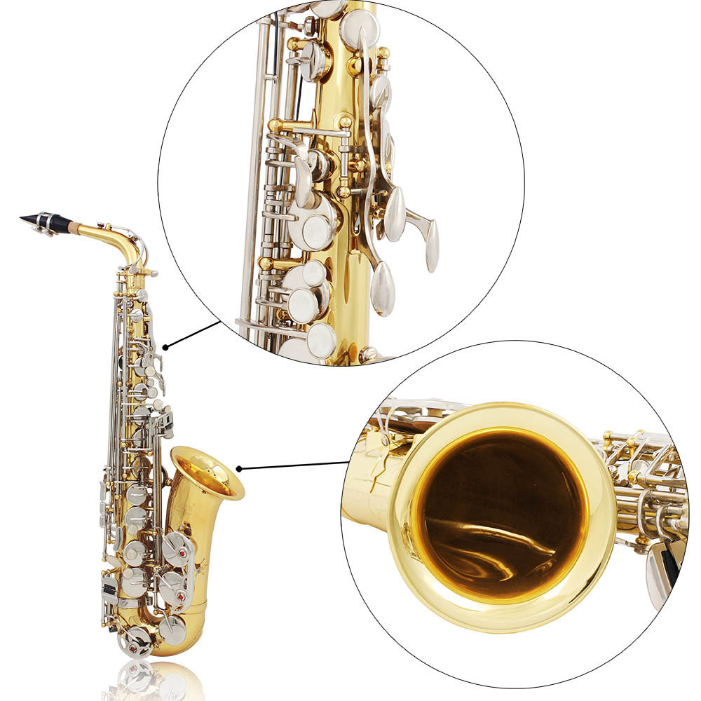 Wholesale high grade Silver button golden E flat alto saxophone professional playing sax saxophon