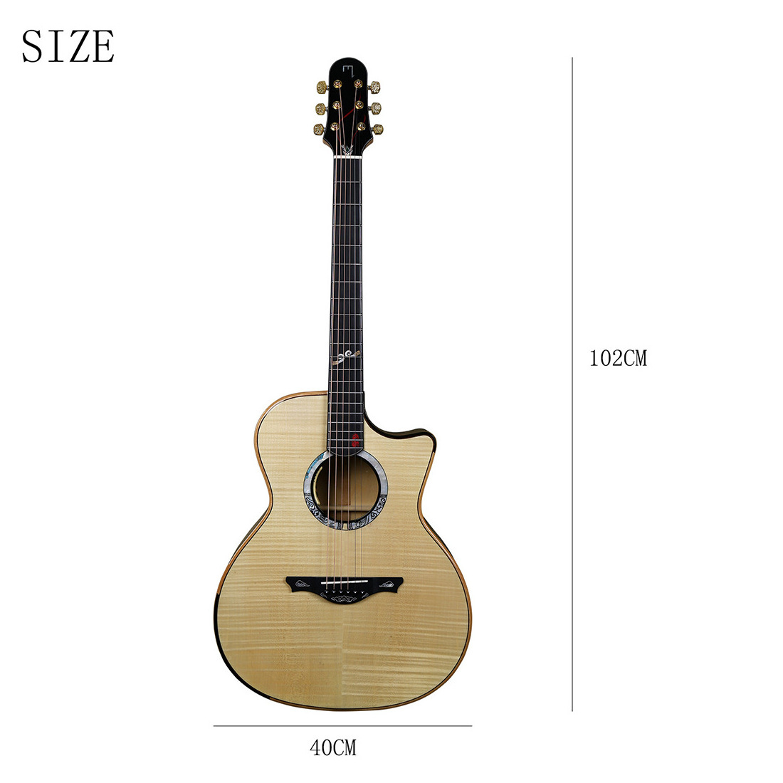 Wholesale Instrument 40 inch Spruce + Tiger print Maple veneer beginner practical acoustic guitar