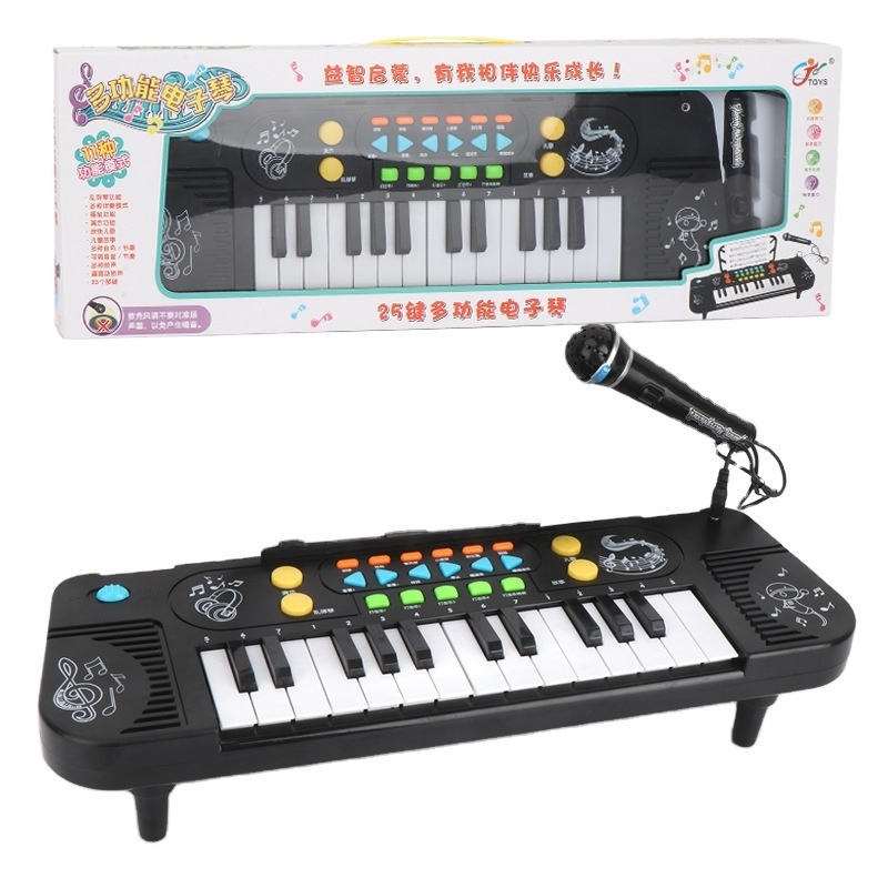 Wholesale New 25 key keyboard Children's multifunctional electronic organ toy with microphone Early Education Music Piano