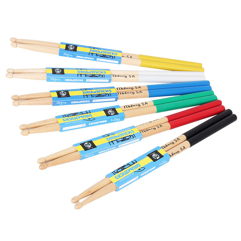 Wholesale Colorful Maple Drum Sticks with Non-Slip Rubber Handle 5A/7A for Electronic Drum Practice Drum Accessories