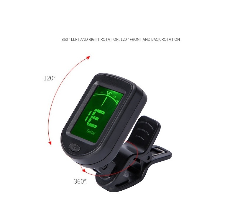 Hot Sale Guitar Tuner with Clear LCD Display for Acoustic Guitar Bass Violin Ukulele Clip on Guitar Tuner