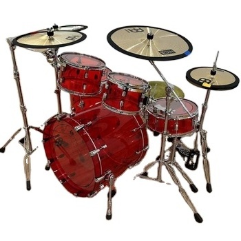 HOT-Selling transparent exquisite red/white/blue 5 drum 2/3/4 cymbals beginner practice acrylic drum set