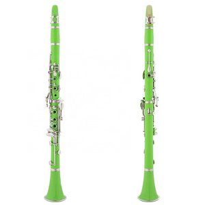 Wholesale colorful clarinet Bb tone ABS resin green 17keys clarinet with bag wind instruments