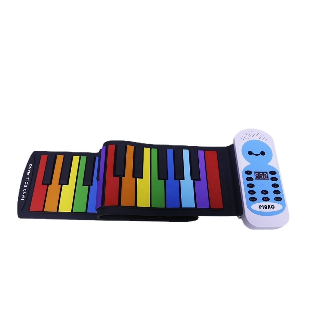 Factory Direct sales 49 keys color children's educational toys hand roll mini electronic keyboard piano