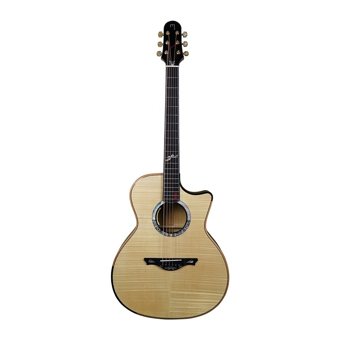 Wholesale Instrument 40 inch Spruce + Tiger print Maple veneer beginner practical acoustic guitar