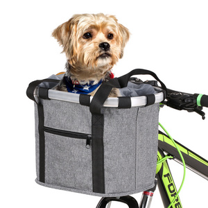 Bicycle Front Basket Bike Dog Carrier Pouch MTB Cycling Handlebar Tube Hanging Basket Detachable Fold Baggage Bag