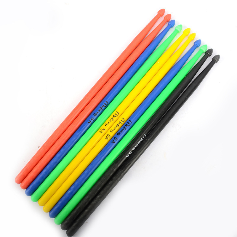 The high quality Nylon frame drum stick 5A 7A color plastic handle anti slip exercise jazz drum electronic drum stick wholesale