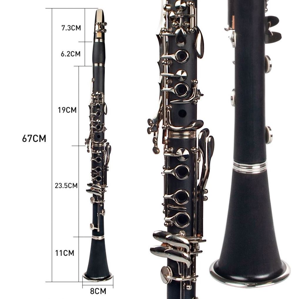 Clarinet Canas Instrument for Sell ABS Composite Wood of Wind Instrument High Quality Professional Bb 17key Black Silver Plated