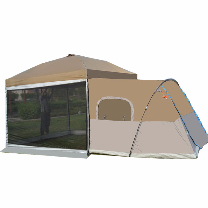 Oxford Professional Outdoor Canvas Cabin Bell Tents Large Family Mosquito Net Tent Camping Tent With 4 Entrances