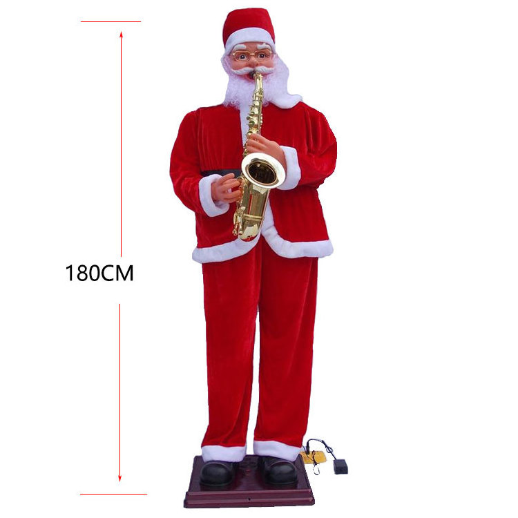 Santa Claus electric old man 1.8 meters ornaments with music blowing saxophone toy cross-border Christmas decorations