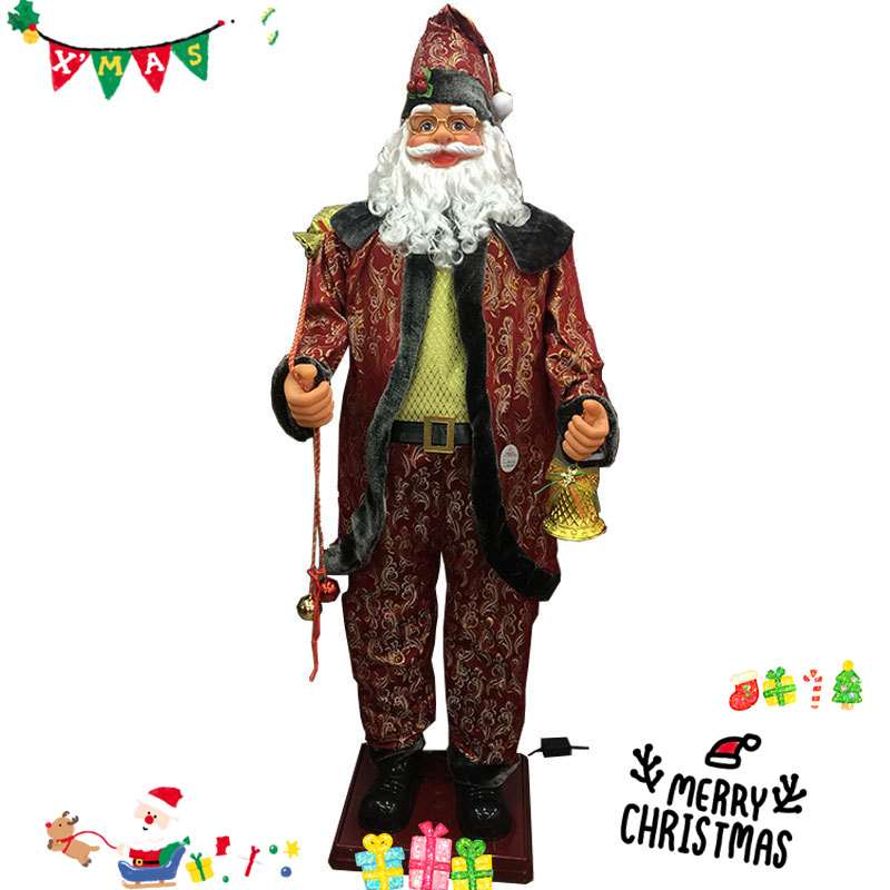 Santa Claus electric old man 1.8 meters ornaments with music blowing saxophone toy cross-border Christmas decorations