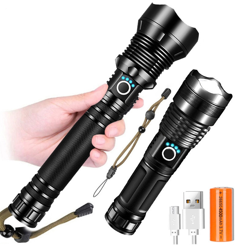 Long P70 flashlight USB rechargeable led tactical lanterns torch light powerful 10W 10000 lumens 5Modes LED flashlights