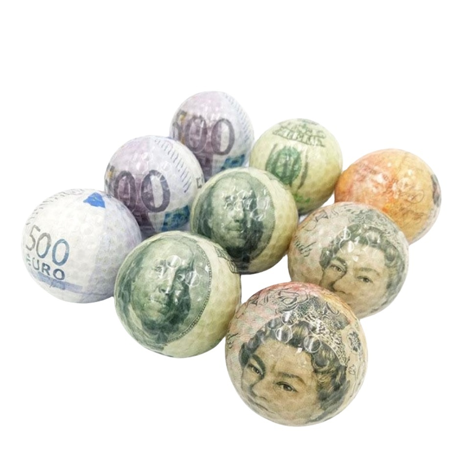 Wholesale Custom Golf Gift Coin Ball Dollar ball Gift Crystal Sticker Anime Cartoon pattern ball For Golf Training Or Gift