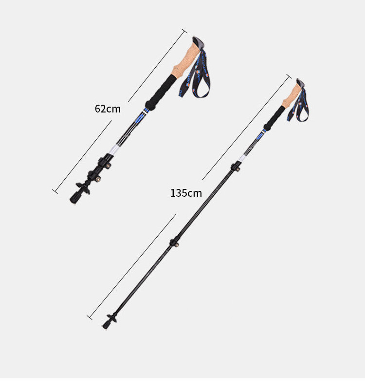 Ski Poles Crutch Trekking Pole Carbon Nordic Walking Sticks High Quality Walking Pole Alpenstock Trekking Hiking 3 Sections 135