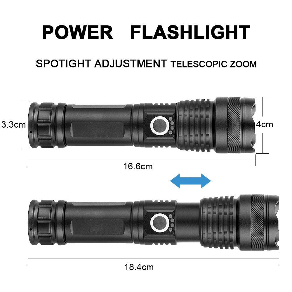 Long P70 flashlight USB rechargeable led tactical lanterns torch light powerful 10W 10000 lumens 5Modes LED flashlights