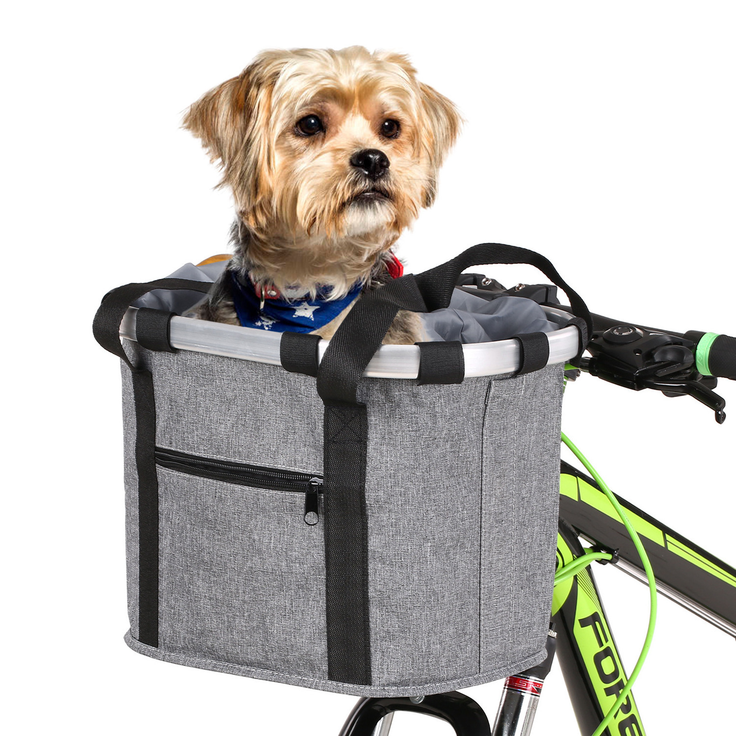 Folding Handlebar Basket Cycling Bag Carrier Pet Dog Bike Bicycle Basket