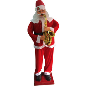 Santa Claus electric old man 1.8 meters ornaments with music blowing saxophone toy cross-border Christmas decorations