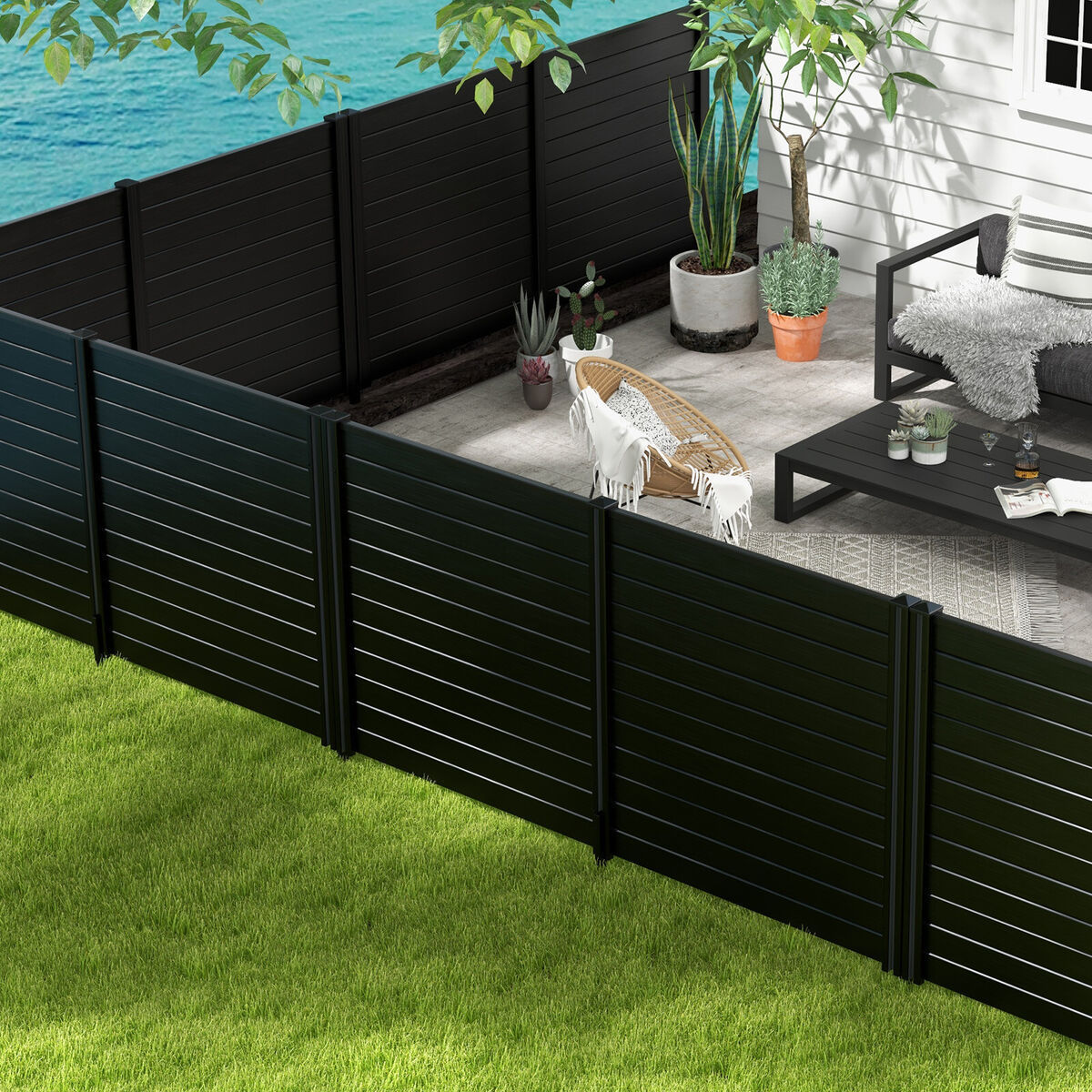 Outdoor waterproof wpc wood plastic composite garden fence wholesale fence panel price