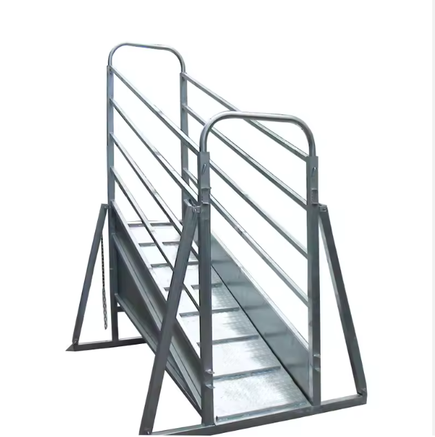 Cattle loading ramp trailer for cow transport