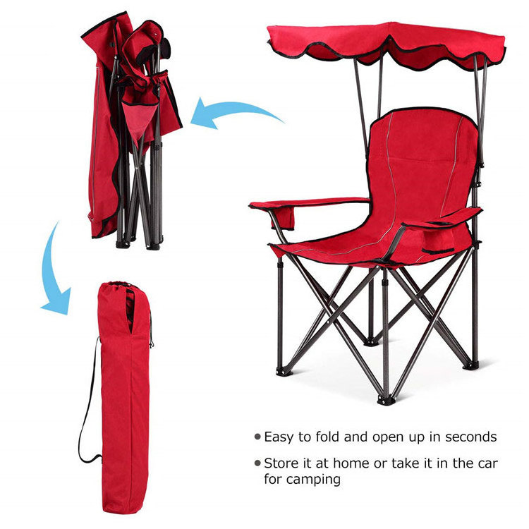 Good Price Outdoor Lightweight Camping Chair Factory Portable Folding Beach Chair With Canopy