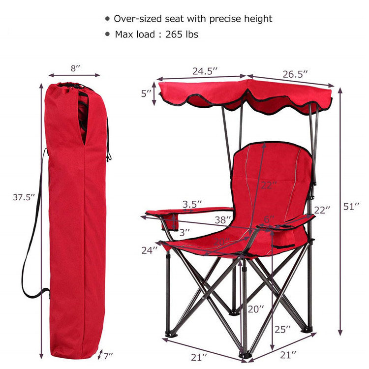 Good Price Outdoor Lightweight Camping Chair Factory Portable Folding Beach Chair With Canopy