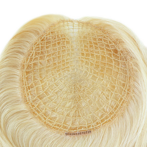 Top Quality 16" Blonde Fishnet Hair Toppers for Women Human Hair Integration Hair Pieces