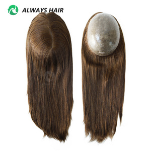 14"  16" Full Skin Base Toupee Woman Long Human Hair Hairpieces for Women