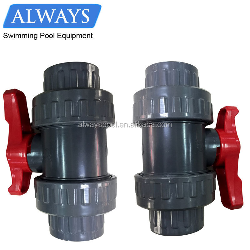 PVC single and double Union Ball Valves 1.5 2 3 4 5 6 Inch Plastic Water Valve for swimming pool