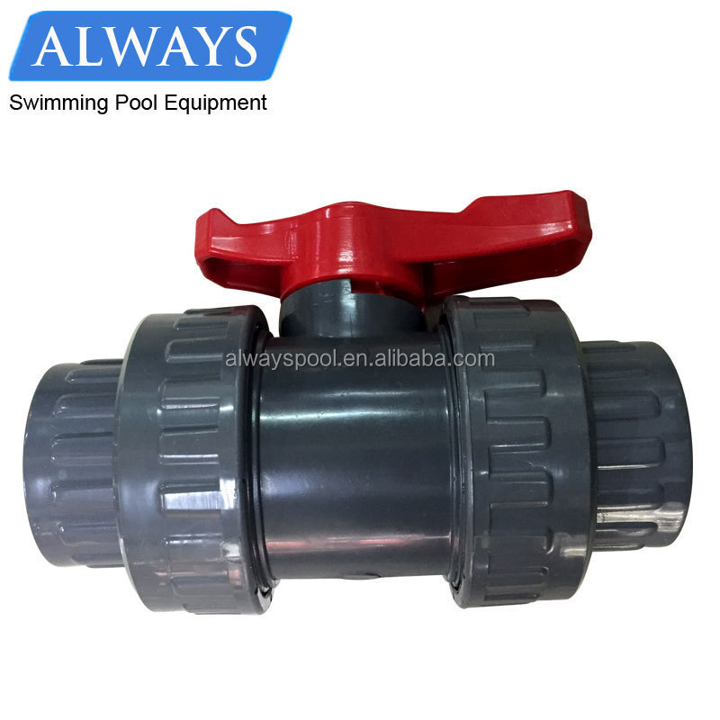 PVC single and double Union Ball Valves 1.5 2 3 4 5 6 Inch Plastic Water Valve for swimming pool