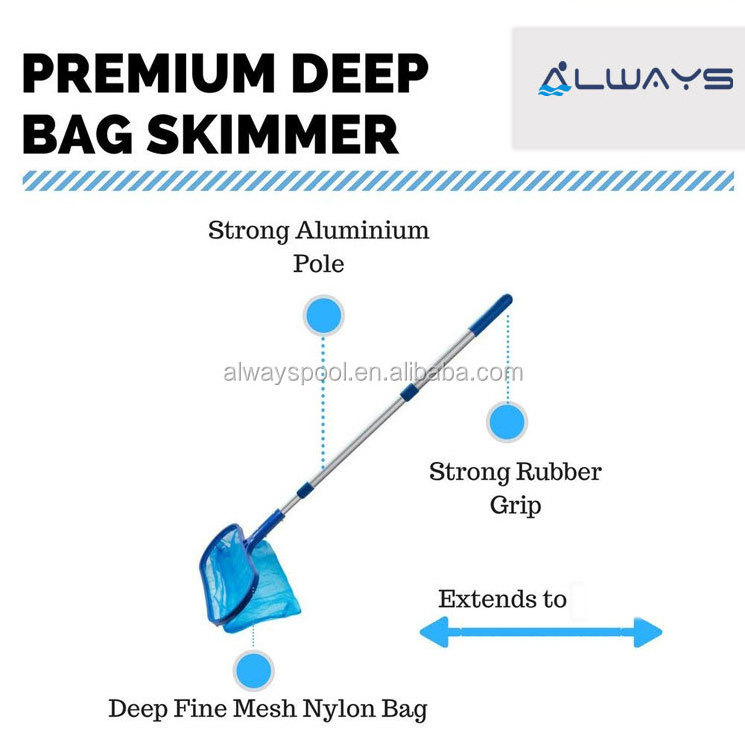 Swimming Pool Cleaning Sets Deep Bag Skimmer Leaf Rake with 3 Meters Telescopic Pole Pipe