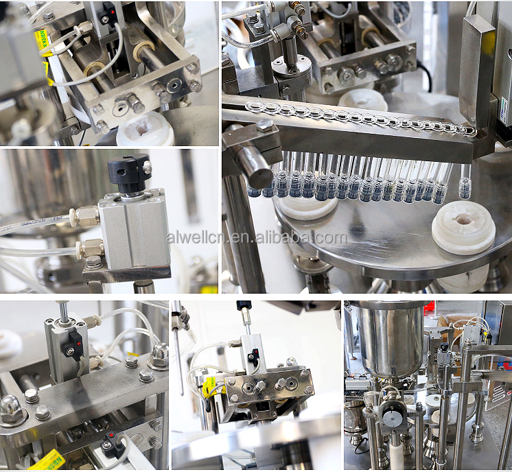 Electric dental cartridge injection prefilled syringe rotary filling capping machine fill line